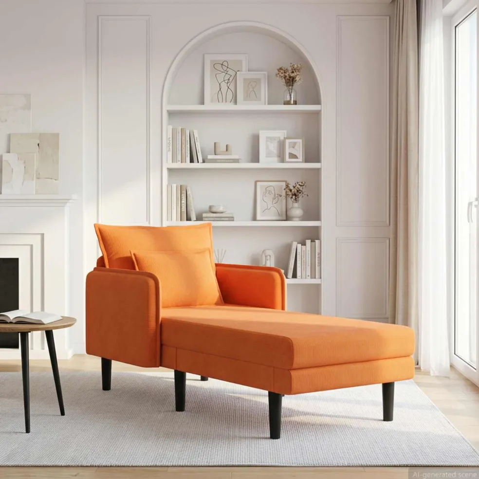 vidaXL Grote chaise longue Oranje Katoenen stof