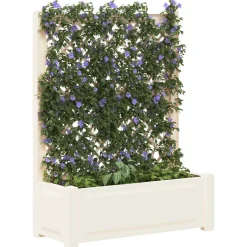 vidaXL Grote plantenbak met trellis PP Wit