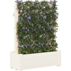 vidaXL Grote planter met trellis Wit 99,5 x 43 x 133,5 PP