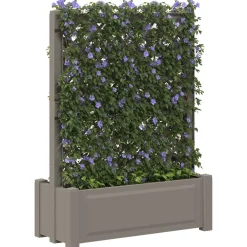 vidaXL Grote planter met trellis Grijs 99,5 x 43 x 133,5 PP