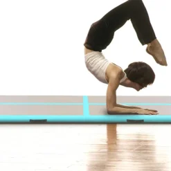 vidaXL Gymnastiekmat met pomp opblaasbaar 100x100x10 cm PVC blauw