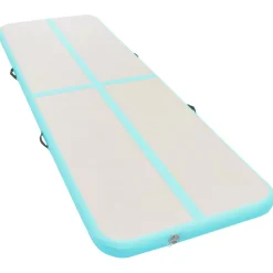 vidaXL Gymnastiekmat met pomp opblaasbaar 100x100x10 cm PVC blauw