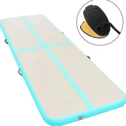 vidaXL Gymnastiekmat met pomp opblaasbaar 100x100x10 cm PVC blauw