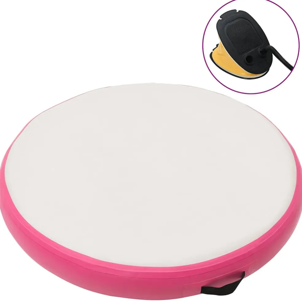 vidaXL Gymnastiekmat met pomp opblaasbaar 100x100x10 cm PVC roze