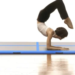 vidaXL Gymnastiekmat met pomp opblaasbaar 300x100x10 cm PVC blauw