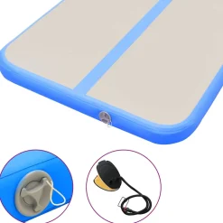 vidaXL Gymnastiekmat met pomp opblaasbaar 300x100x10 cm PVC blauw