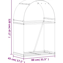 vidaXL Haardhoutopslag 80x45x120 cm gegalvaniseerd staal zilverkleurig