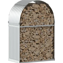 vidaXL Haardhoutopslag 80x45x120 cm gegalvaniseerd staal zilverkleurig