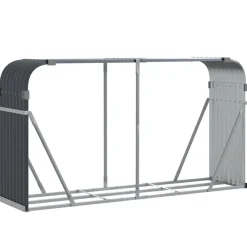vidaXL Haardhoutopslag 40x45x100 cm gegalvaniseerd staal lichtgrijs