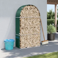 vidaXL Haardhoutopslag 120x45x210 cm gegalvaniseerd staal groen