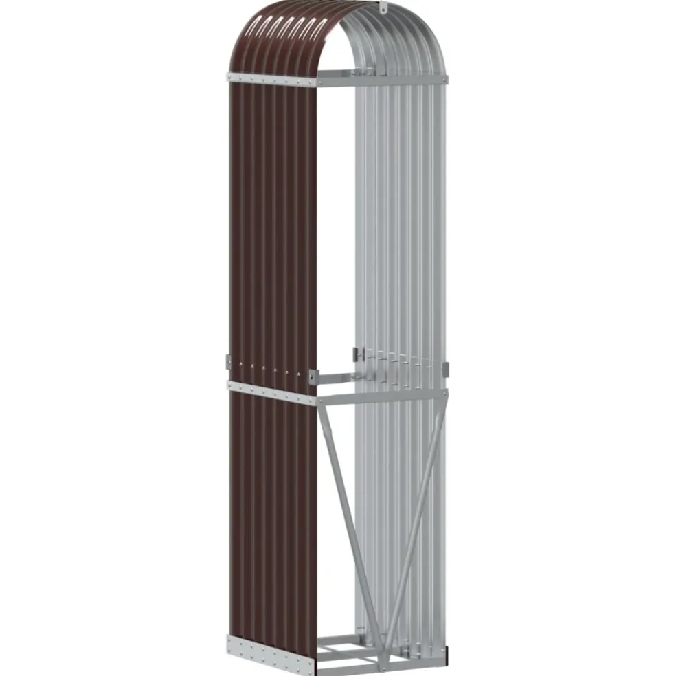 vidaXL Haardhoutopslag 40x45x170 cm gegalvaniseerd staal bruin