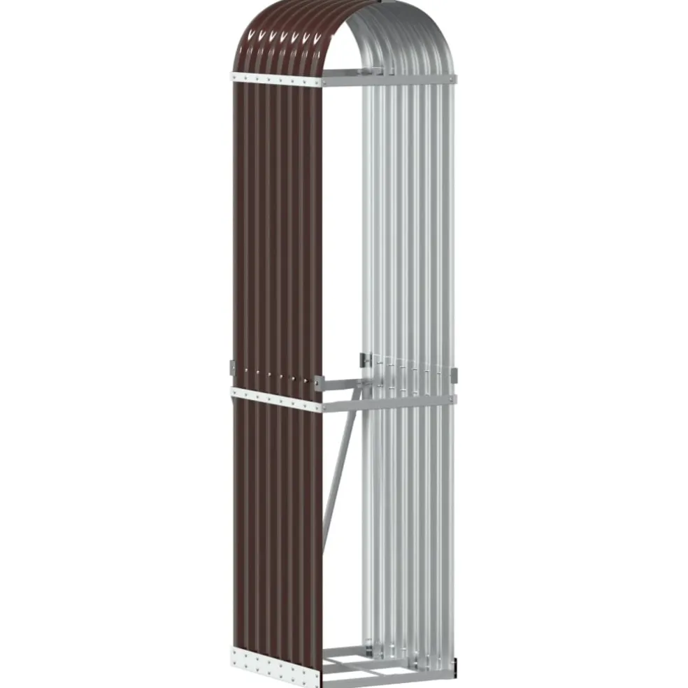 vidaXL Haardhoutopslag 40x45x170 cm gegalvaniseerd staal bruin
