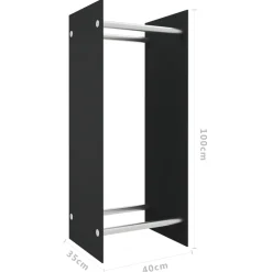 vidaXL Haardhoutrek 40x35x100 cm gehard glas zwart