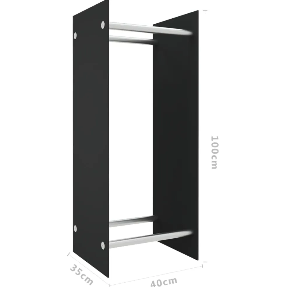 vidaXL Haardhoutrek 40x35x100 cm gehard glas zwart