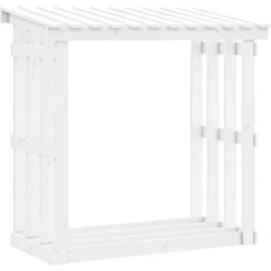 vidaXL Haardhoutrek 108x64,5x109 cm massief grenenhout wit