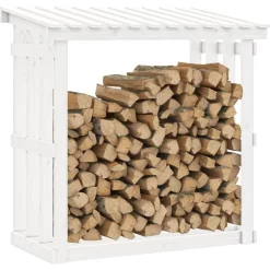 vidaXL Haardhoutrek 108x64,5x109 cm massief grenenhout wit