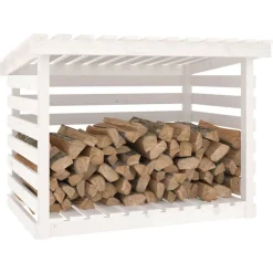 vidaXL Haardhoutrek 108x73x79 cm massief grenenhout wit