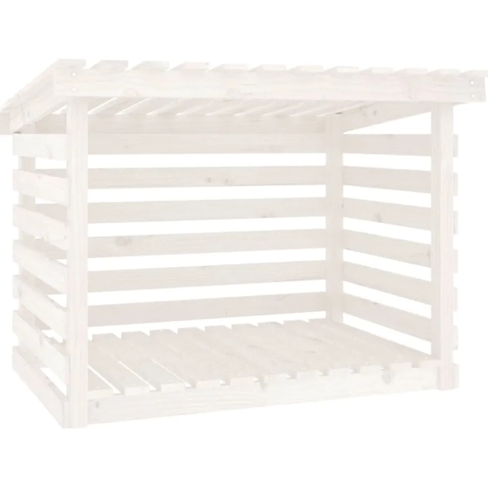 vidaXL Haardhoutrek 108x73x79 cm massief grenenhout wit