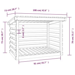vidaXL Haardhoutrek 108x73x79 cm massief grenenhout wit