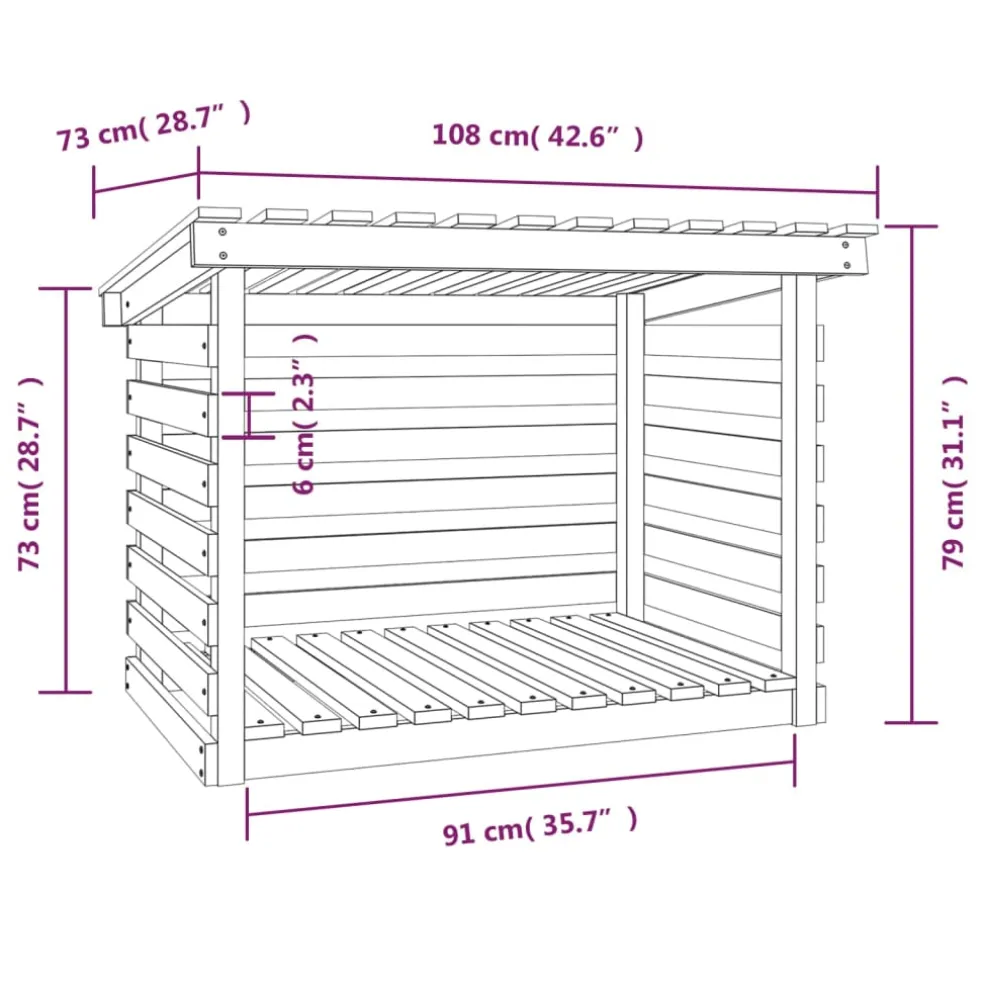 vidaXL Haardhoutrek 108x73x79 cm massief grenenhout wit