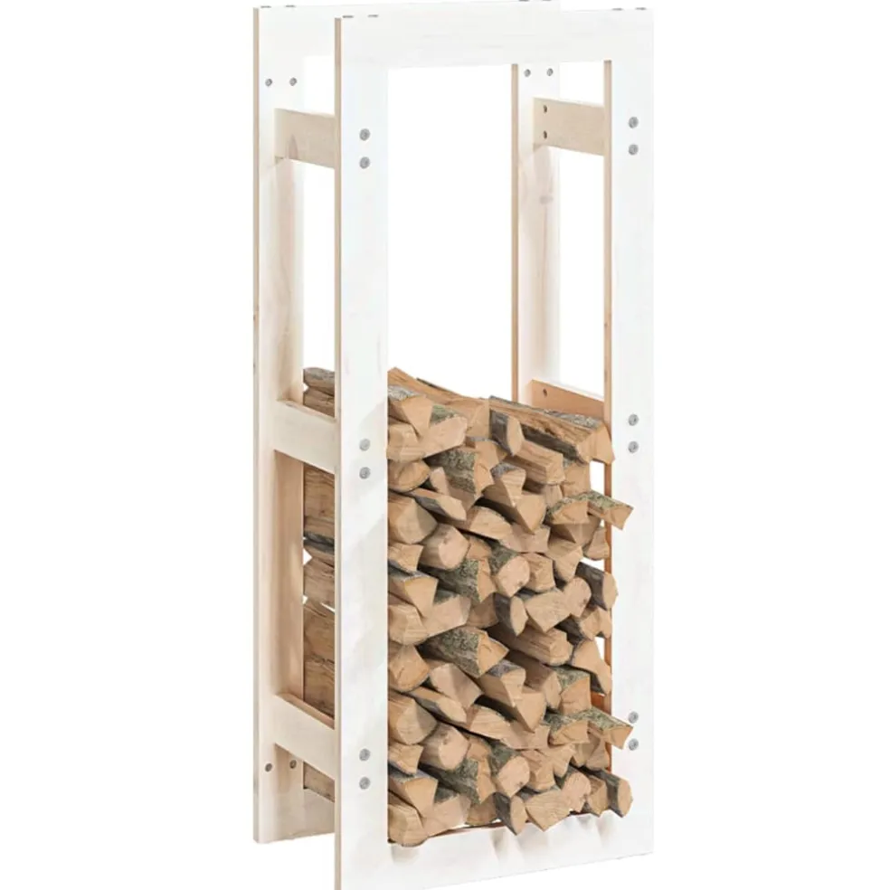 vidaXL Haardhoutrek 41x25x100 cm massief grenenhout wit
