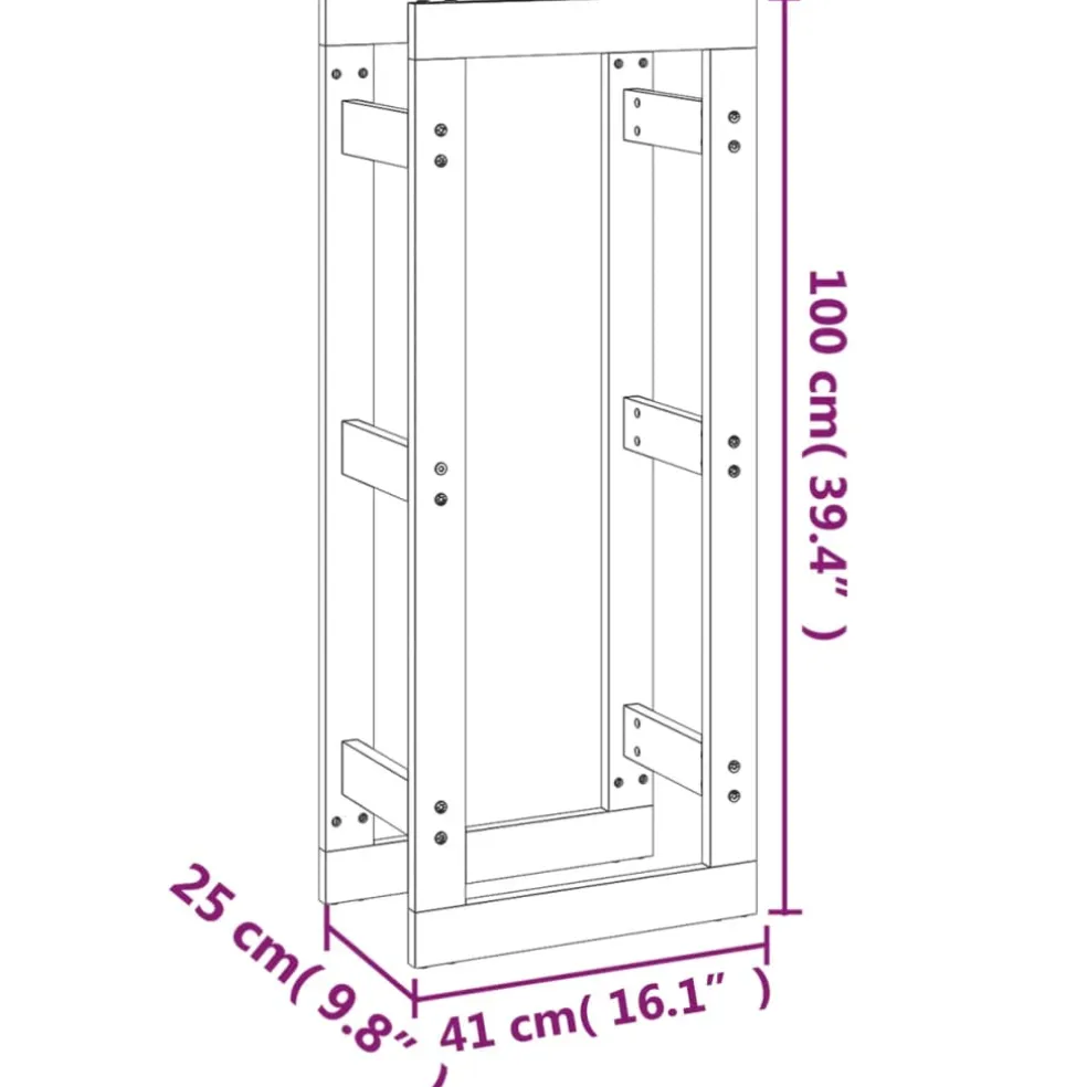 vidaXL Haardhoutrek 41x25x100 cm massief grenenhout wit