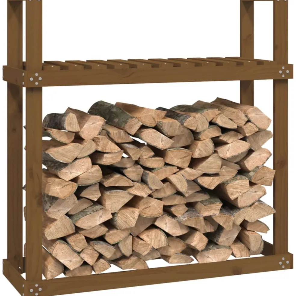 vidaXL Haardhoutrek 110x35x108,5 cm massief grenenhout honingbruin