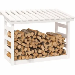 vidaXL Haardhoutrek 108x64,5x78 cm massief grenenhout wit