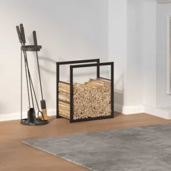 vidaXL Haardhoutrek 55x30x61 cm staal zwart