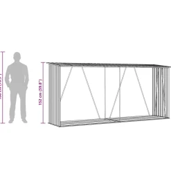 vidaXL Haardhoutschuur 330x84x152 cm gegalvaniseerd staal antraciet