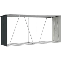 vidaXL Haardhoutschuur 330x84x152 cm gegalvaniseerd staal antraciet