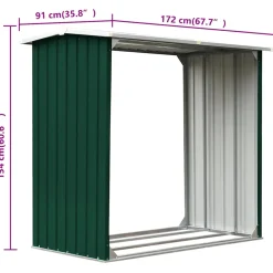 vidaXL Haardhoutschuur 172x91x154 cm gegalvaniseerd staal groen