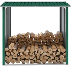 vidaXL Haardhoutschuur 172x91x154 cm gegalvaniseerd staal groen