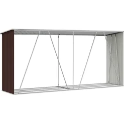 vidaXL Haardhoutschuur 330x84x152 cm gegalvaniseerd staal bruin