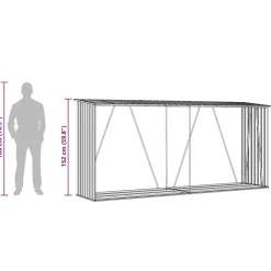 vidaXL Haardhoutschuur 330x84x152 cm gegalvaniseerd staal bruin