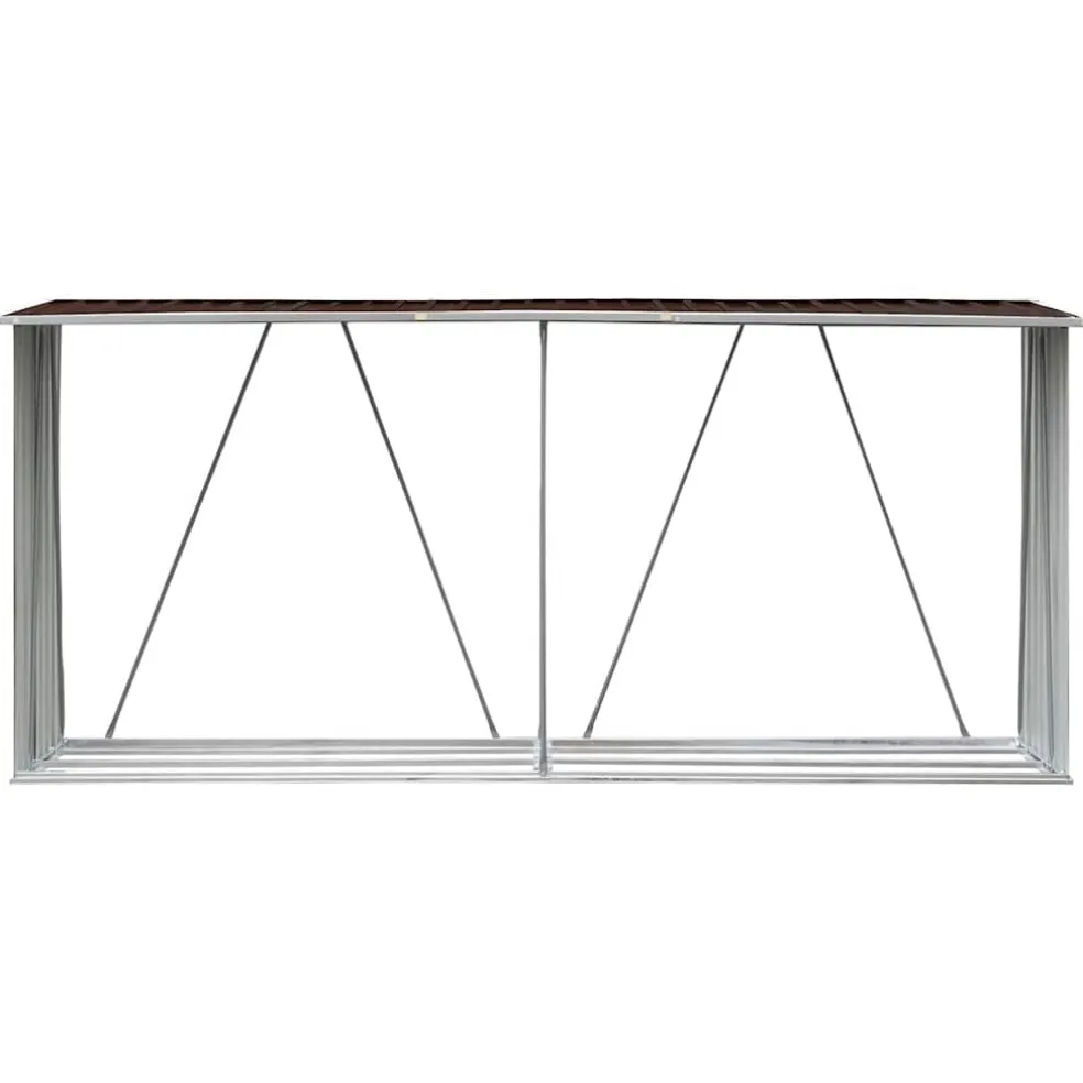 vidaXL Haardhoutschuur 330x84x152 cm gegalvaniseerd staal bruin