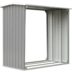 vidaXL Haardhoutschuur 172x91x154 cm gegalvaniseerd staal grijs
