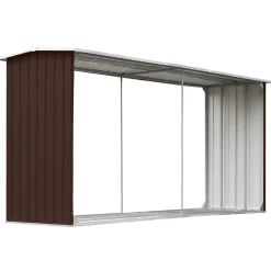vidaXL Haardhoutschuur 330x92x153 cm gegalvaniseerd staal bruin