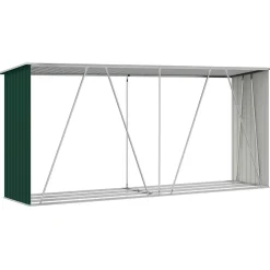 vidaXL Haardhoutschuur 330x84x152 cm gegalvaniseerd staal groen