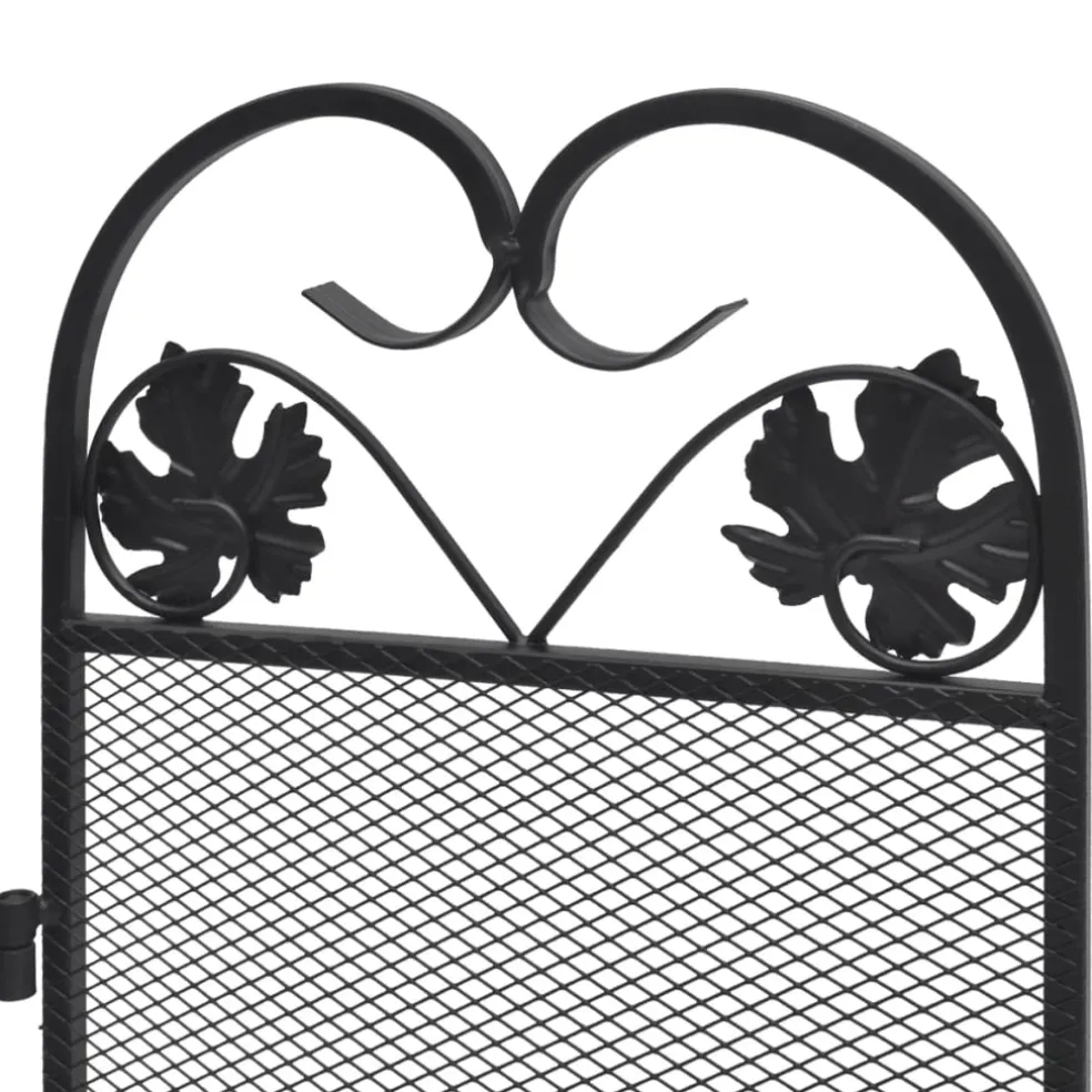 vidaXL Haardscherm 3 panelen ijzer zwart