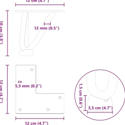 vidaXL Haarnadelpoten voor Salontafel 4 st 10 cm massief staal wit