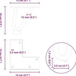 vidaXL Haarnadelpoten voor Salontafel 4 st 10 cm massief staal naturel