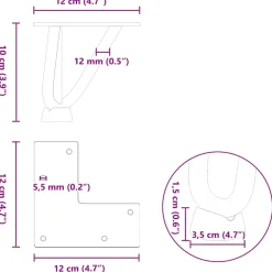 vidaXL Haarnadelpoten voor Salontafel 4 st 10 cm antracietkleurig