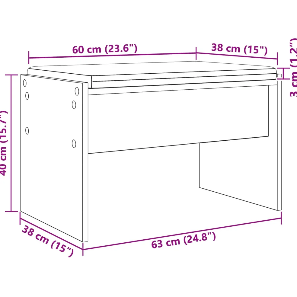 vidaXL Halbank Artisan Eiken 63 x 38 x 40 cm