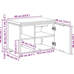vidaXL Halbank Artisan Eik 60 x 38 x 46 cm