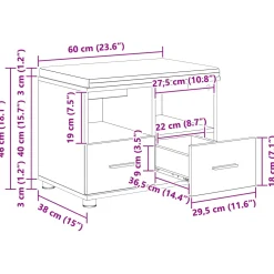 vidaXL Halbank Beton Grijs 60 x 38 x 46 cm