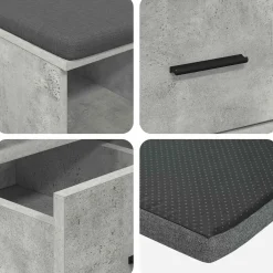 vidaXL Halbank Beton Grijs 60 x 38 x 46 cm