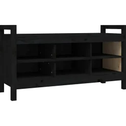 vidaXL Halbankje 110x40x60 cm massief grenenhout zwart