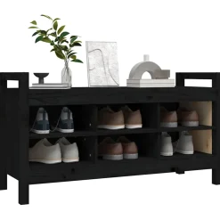 vidaXL Halbankje 110x40x60 cm massief grenenhout zwart
