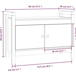 vidaXL Halbankje 80x40x60 cm massief grenenhout wit